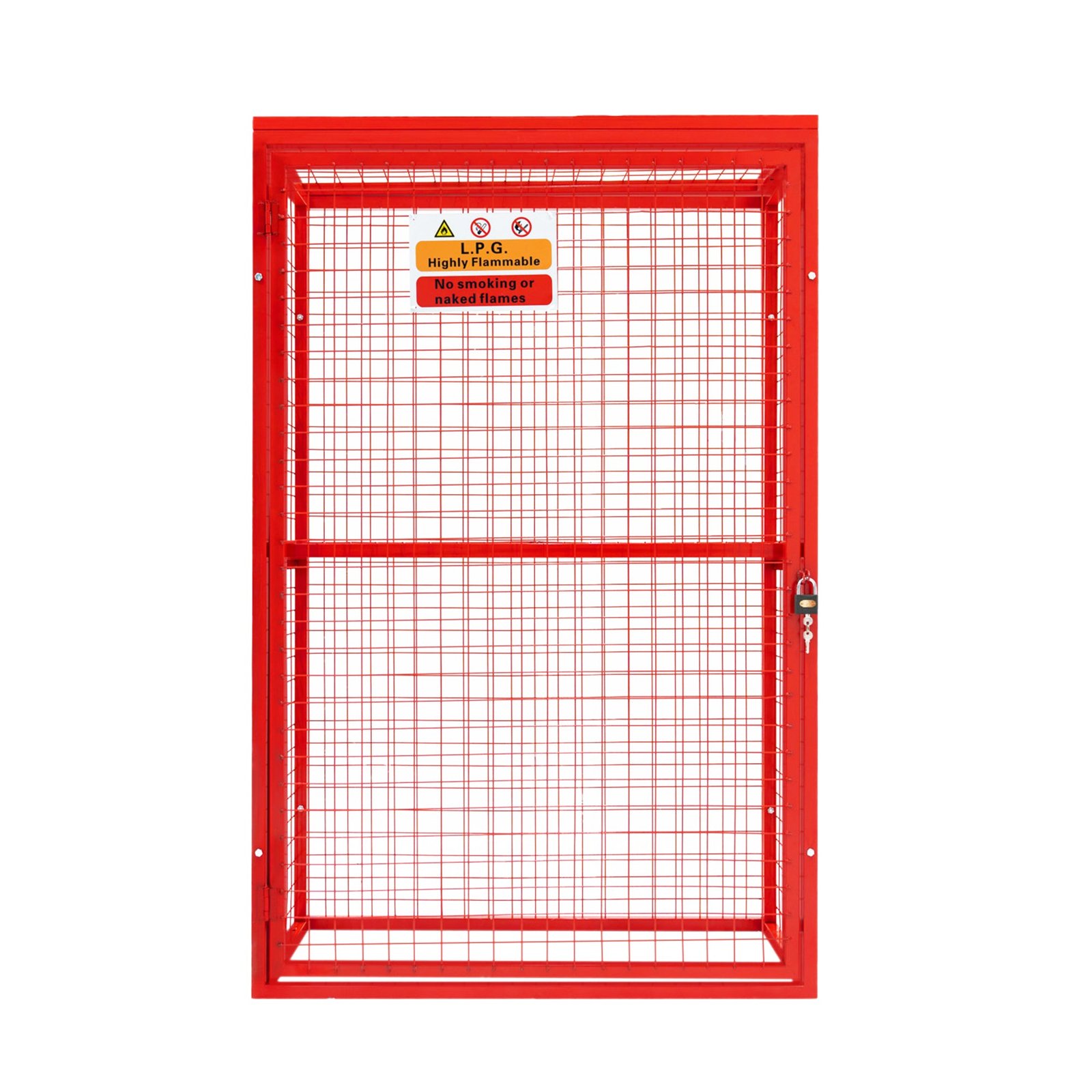 Punainen kokoontaitettava kaasupullohäkki – 181 cm x 116 cm x 57 cm