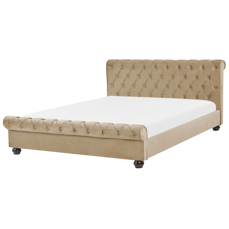 Sänky sametti AVALLON 160 x 200 cm Beige