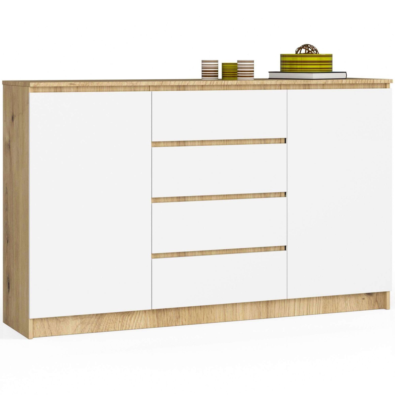 Akord Senkki 2 Ovet 4 Laatikkoa Artisan-tammi/Valkoinen 160x40x99