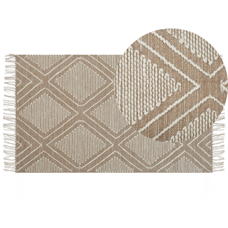 Matto KACEM Beige 80 x 150 cm puuvilla