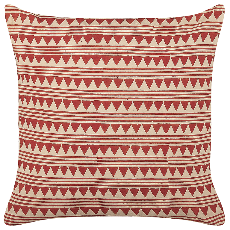Koristetyyny DEGLUPTA puuvilla 45 x 45 cm Punainen Siksak-kuvio