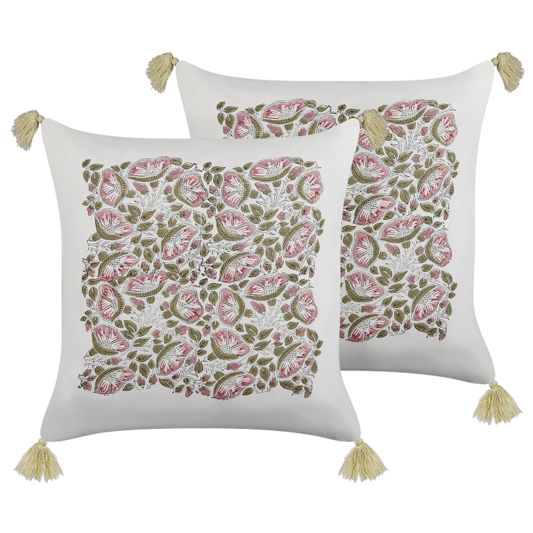 Koristetyynysetti 2 kpl CARISSA puuvilla 45 x 45 cm Monivärinen Kukkakuvio