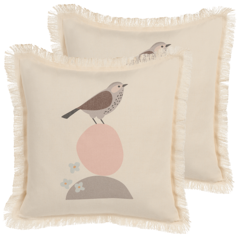 Koristetyynysetti 2 kpl WATTLE 60 x 60 cm Vaaleanbeige Eläinkuvio