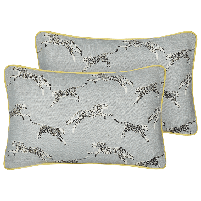 Koristetyynysetti 2 kpl ARALES puuvilla 30 x 50 cm Vaaleanharmaa Eläinkuvio