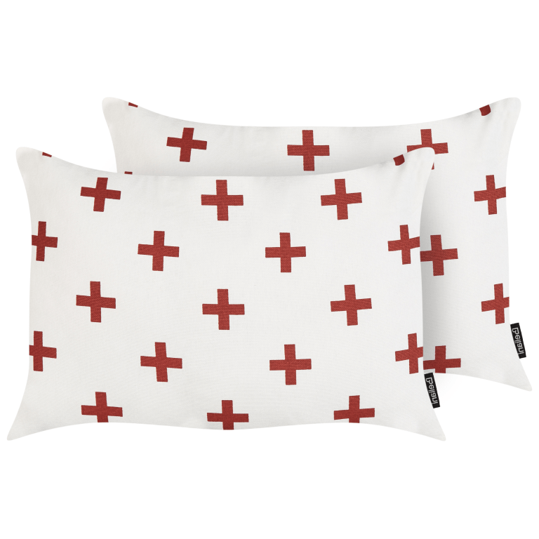 Koristetyynysetti 2 kpl VELLEIA puuvilla 50 x 35 cm Valkoinen Geometrinen kuvio