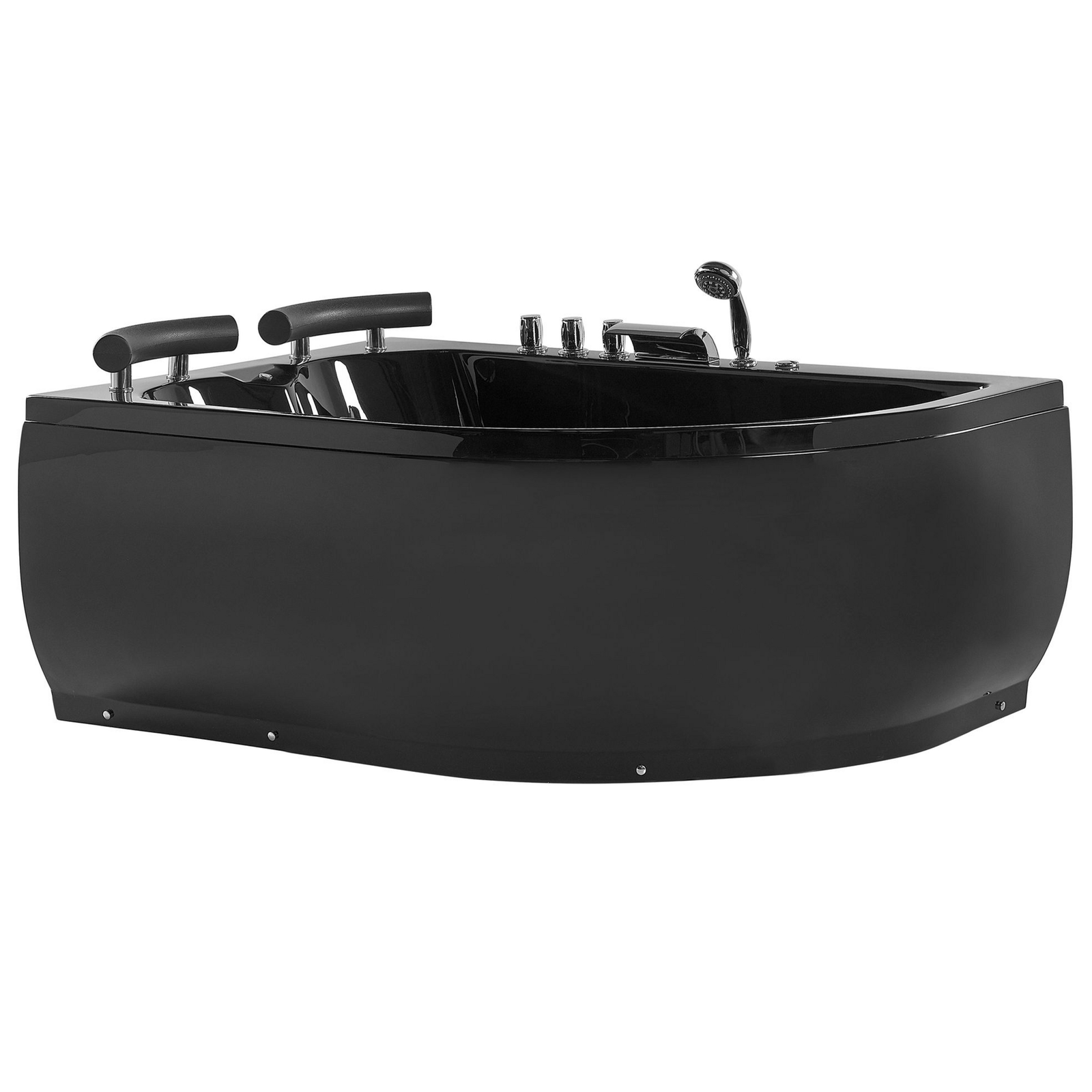 Kulmaporeamme LED-valolla PARADISO Oikea 158 x 113 cm Musta