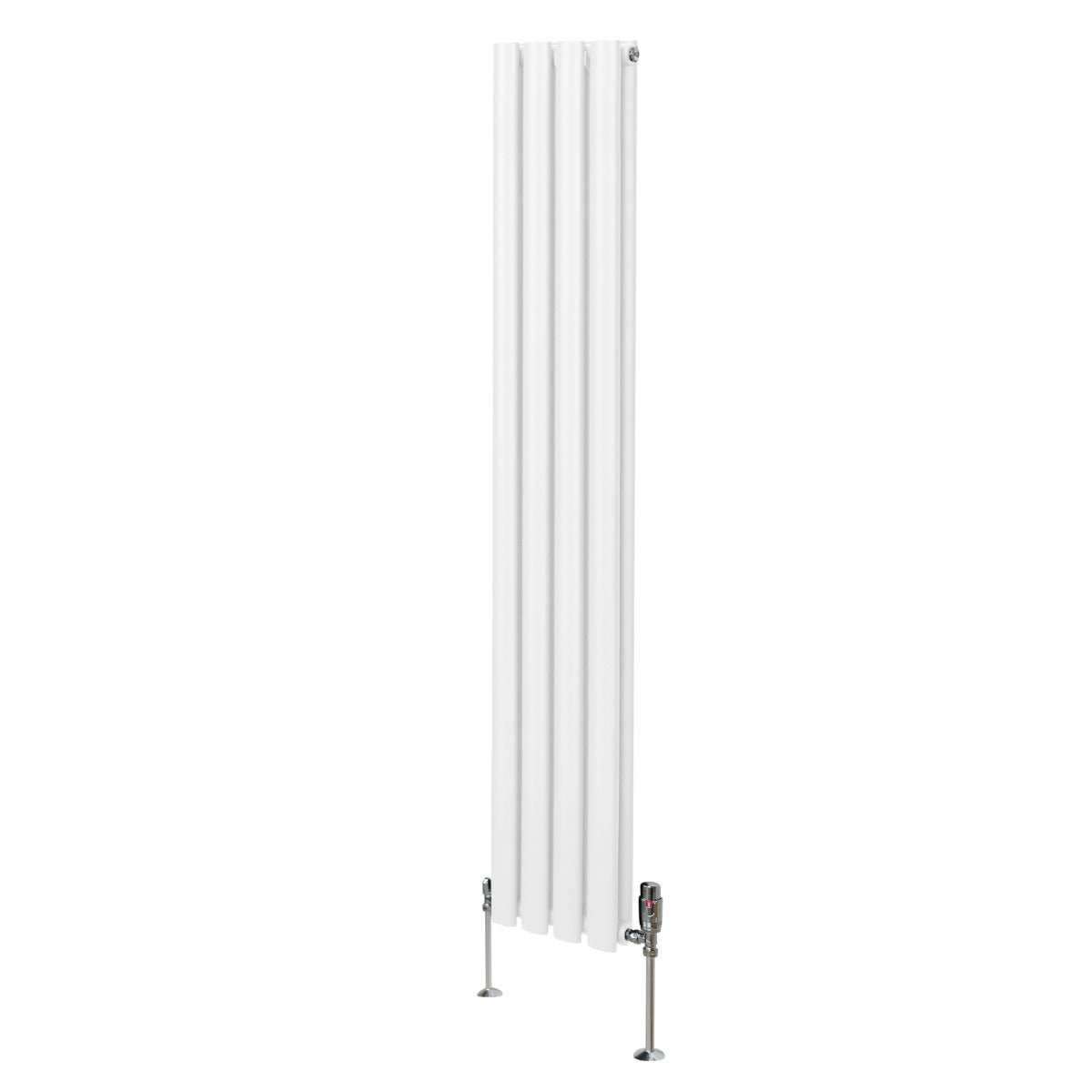 Soikea pylväspatteri ja venttiilit - 1600 mm x 240 mm – Valkoinen
