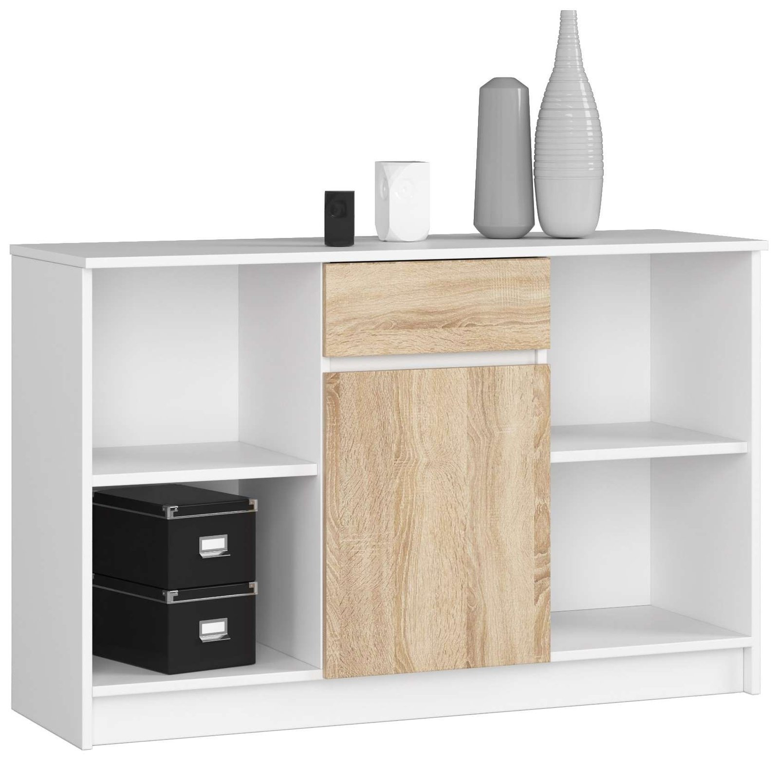 Akord Lipasto 1 Laatikko 1 Ovi Valkoinen/Sonoma-tammi 120x40x77