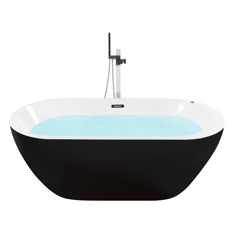 Vapaasti seisova poreamme LED-valolla NEVIS 170 x 80 cm Musta
