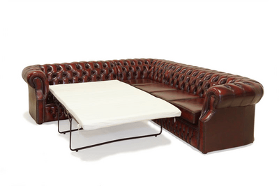 Chesterfield kulmasohva 2+K+3 rub off punainen vuodemekanismilla
