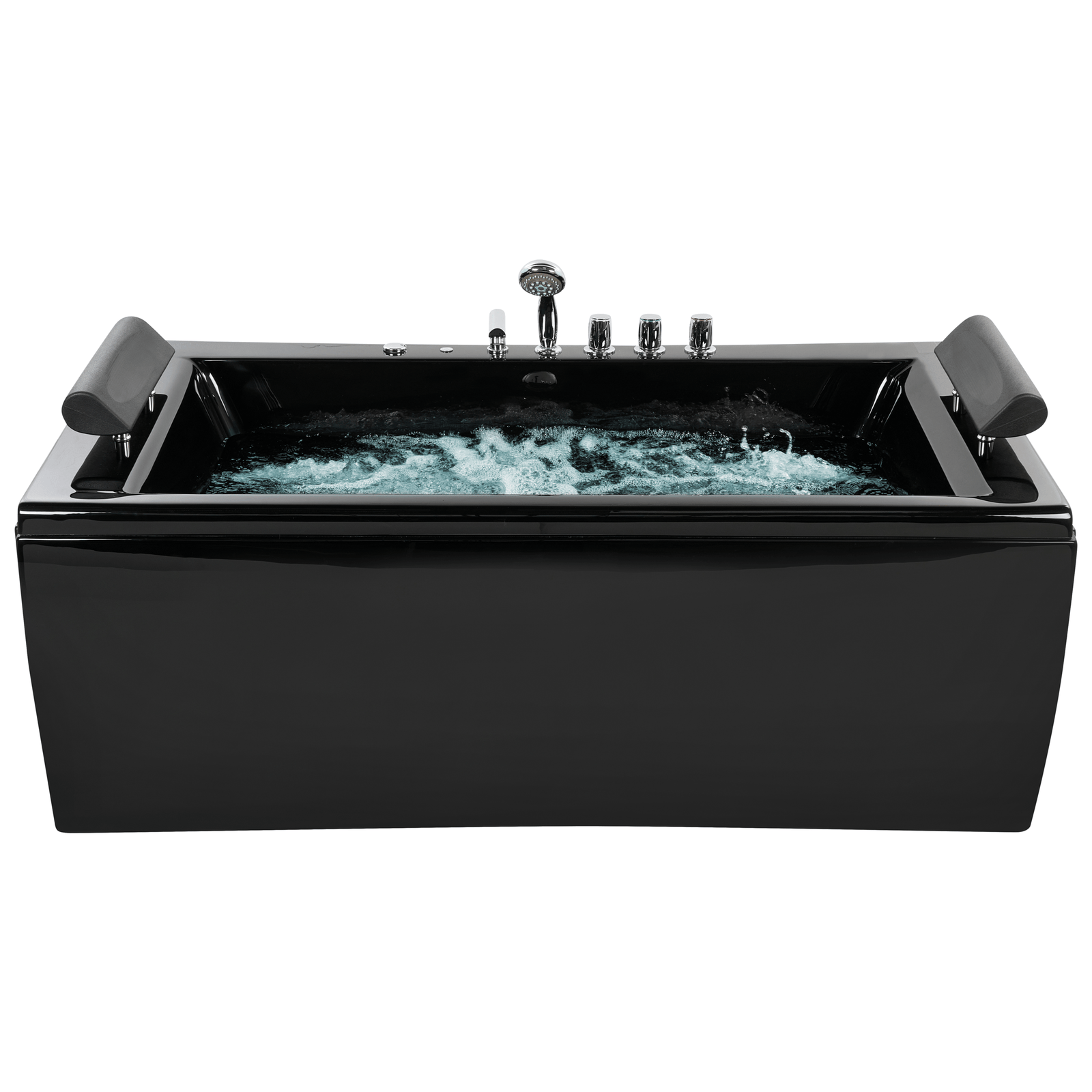 Kulmaporeamme LED-valolla MONTEGO 172 x 83 cm Musta
