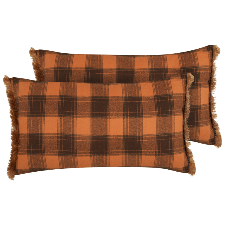 Koristetyynysetti 2 kpl BARJA 40 x 70 cm Oranssi Ruutukuvio