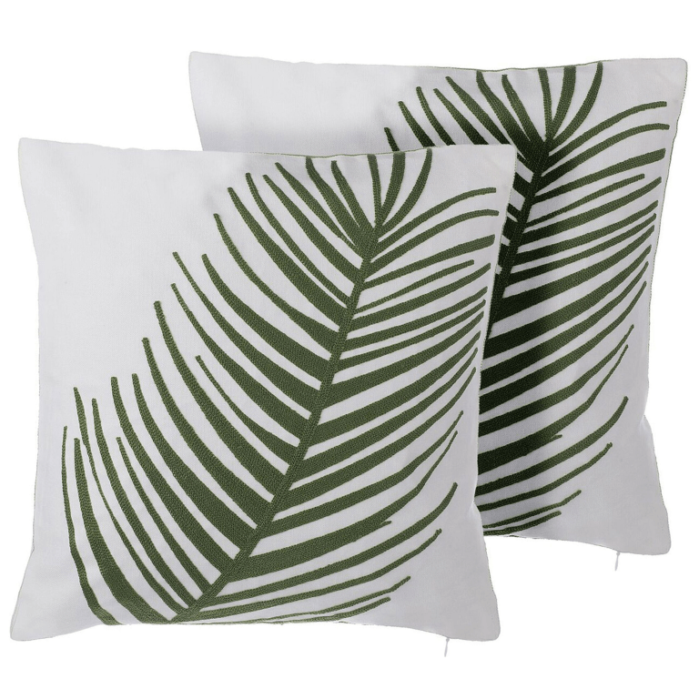 Koristetyynysetti 2 kpl AZAMI puuvilla 45 x 45 cm Tummanvihreä Kasvikuvio