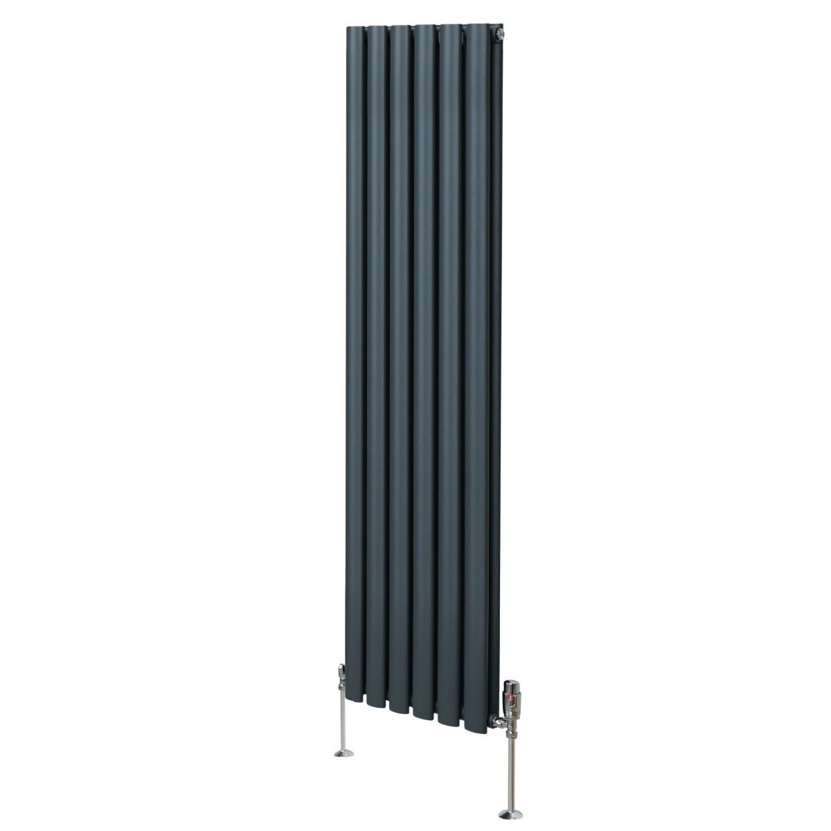 Soikea pylväspatteri ja venttiilit - 1600 mm x 360 mm – Antrasiitinharmaa