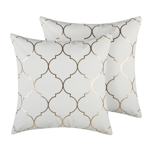 Koristetyynysetti 2 kpl ALYSSUM puuvilla 45 x 45 cm Valkoinen Trellis-kuvio