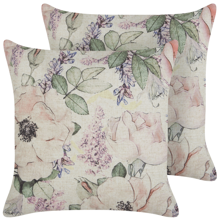 Koristetyynysetti 2 kpl ZAHRIYE 45 x 45 cm Violetti Kukkakuvio