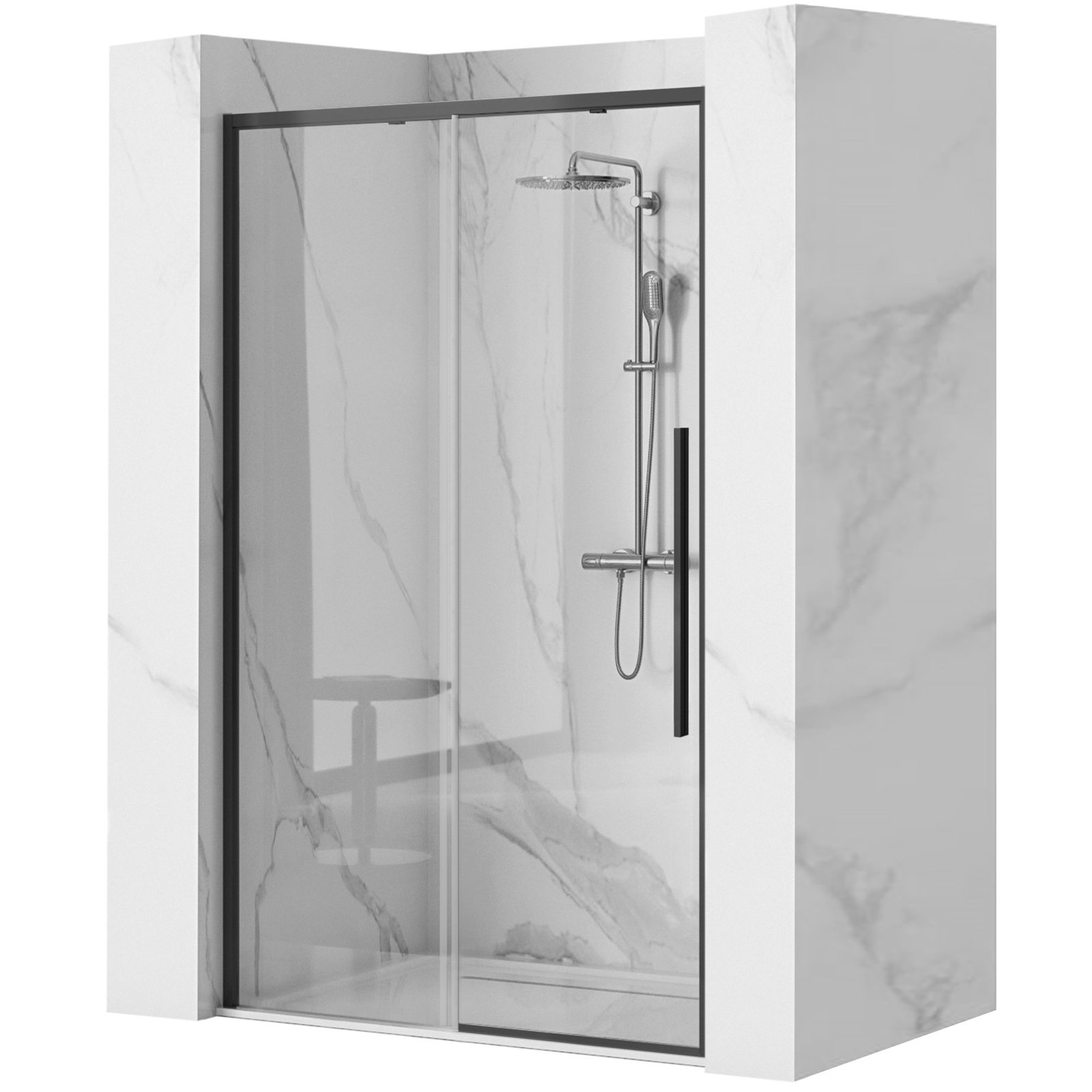 REA suihkuovi SOLAR 90 musta, 2,2X90X195CM