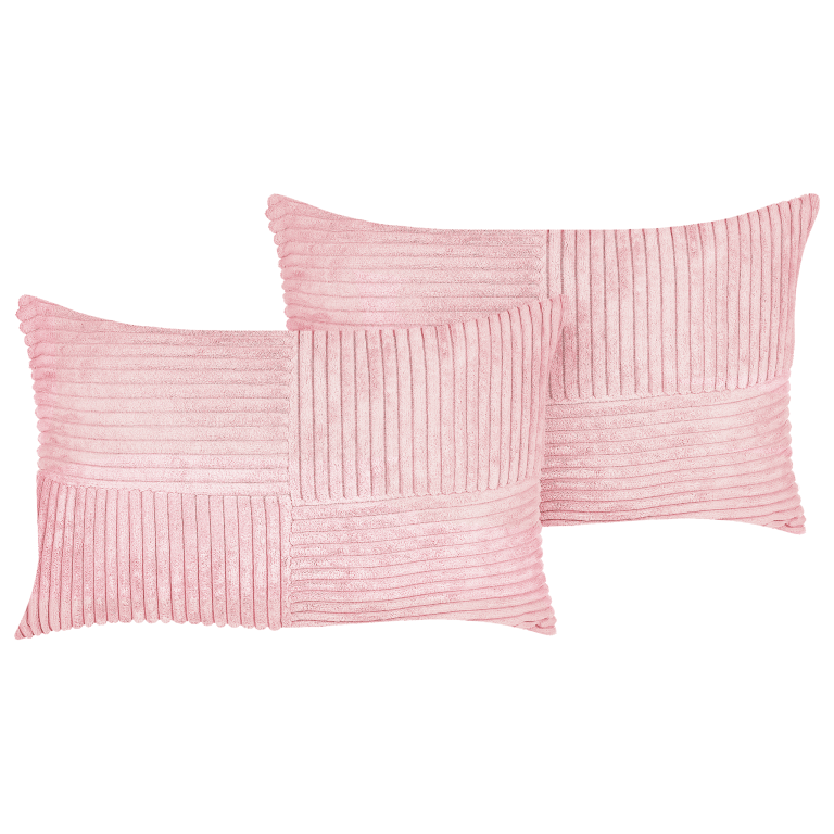 Koristetyynysetti 2 kpl MILLET vakosametti 30 x 50 cm Vaaleanpunainen Geometrinen kuvio