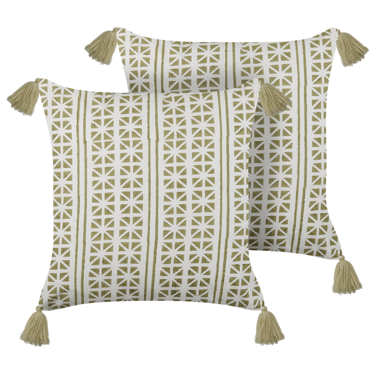 Koristetyynysetti 2 kpl SYRINGA puuvilla 45 x 45 cm Vihreä Geometrinen kuvio