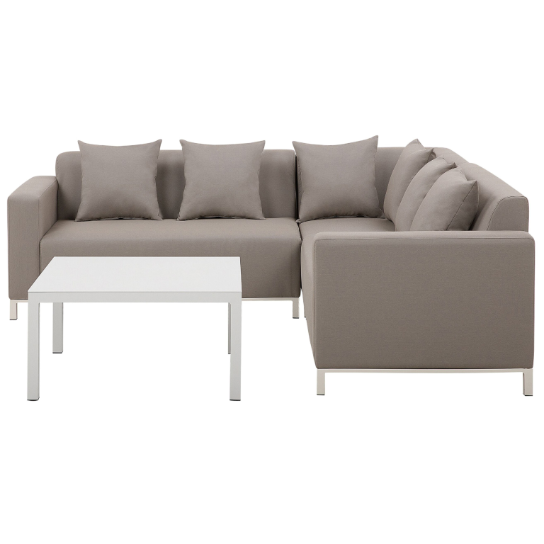 Ulkokulmasohva ja pöytä 5-istuttava BELIZE Vasen modulaarinen Beige