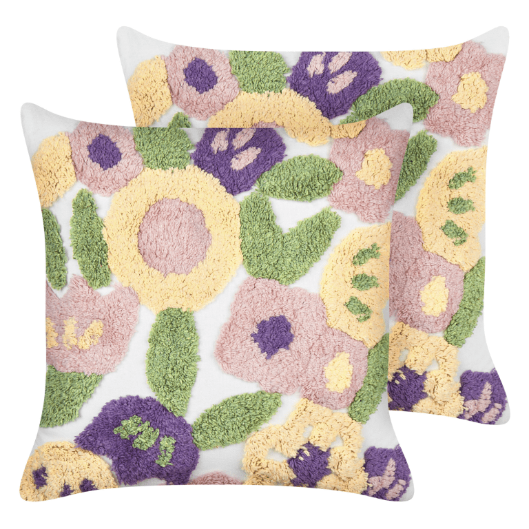 Koristetyynysetti 2 kpl TRICORNIO puuvilla 45 x 45 cm Monivärinen Kukkakuvio
