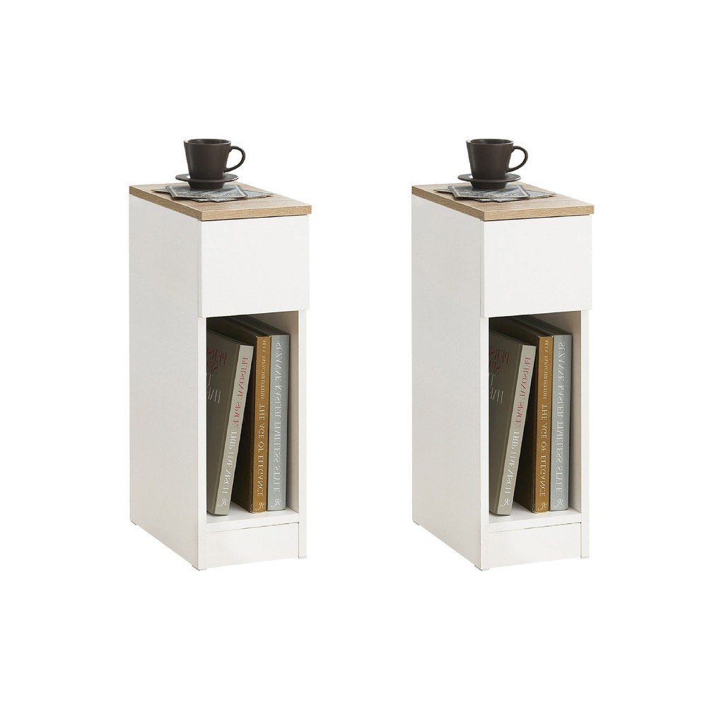 SoBuy Yöpöytä 1-laatikko valkoista lastulevyä moderni design FBT111-WNx2