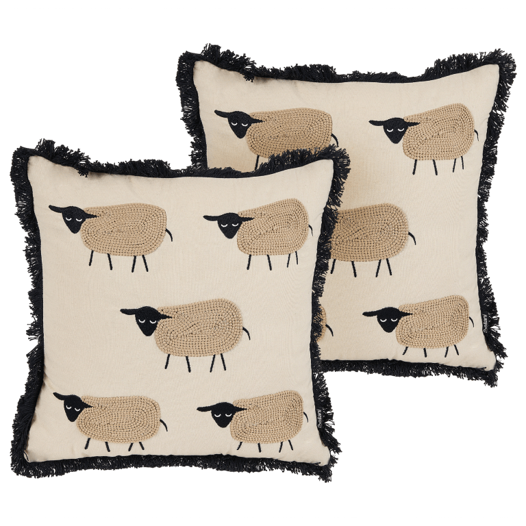 Koristetyynysetti 2 kpl BANNU buklee 45 x 45 cm Beige