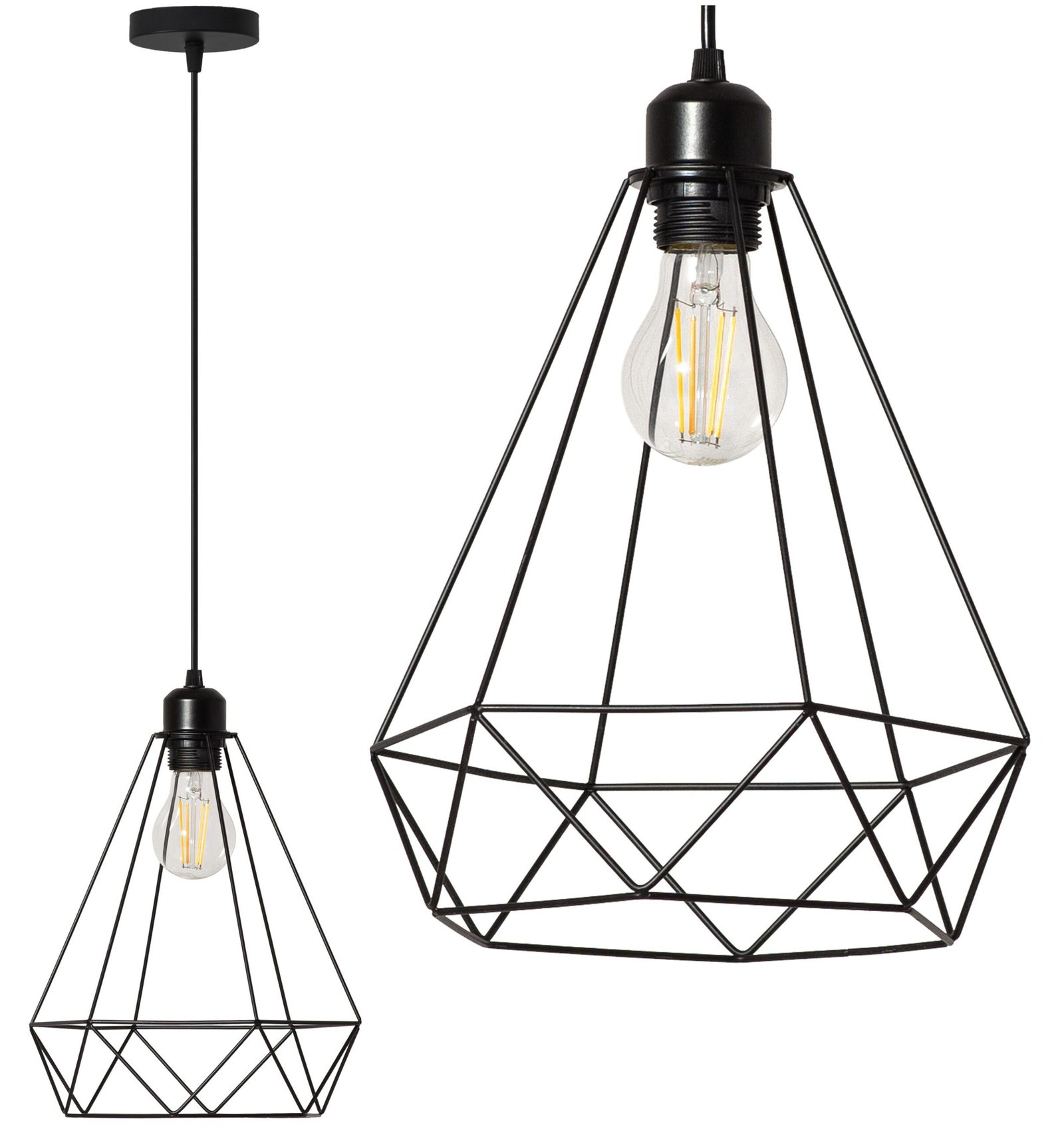 TOOLIGHT riippuva kattovalaisin 180986 RENO musta, 28x20x28cm