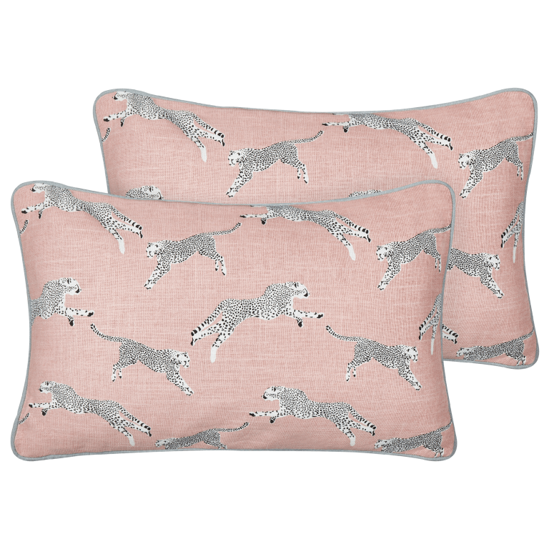 Koristetyynysetti 2 kpl ARALES puuvilla 30 x 50 cm Pastellipinkki Eläinkuvio