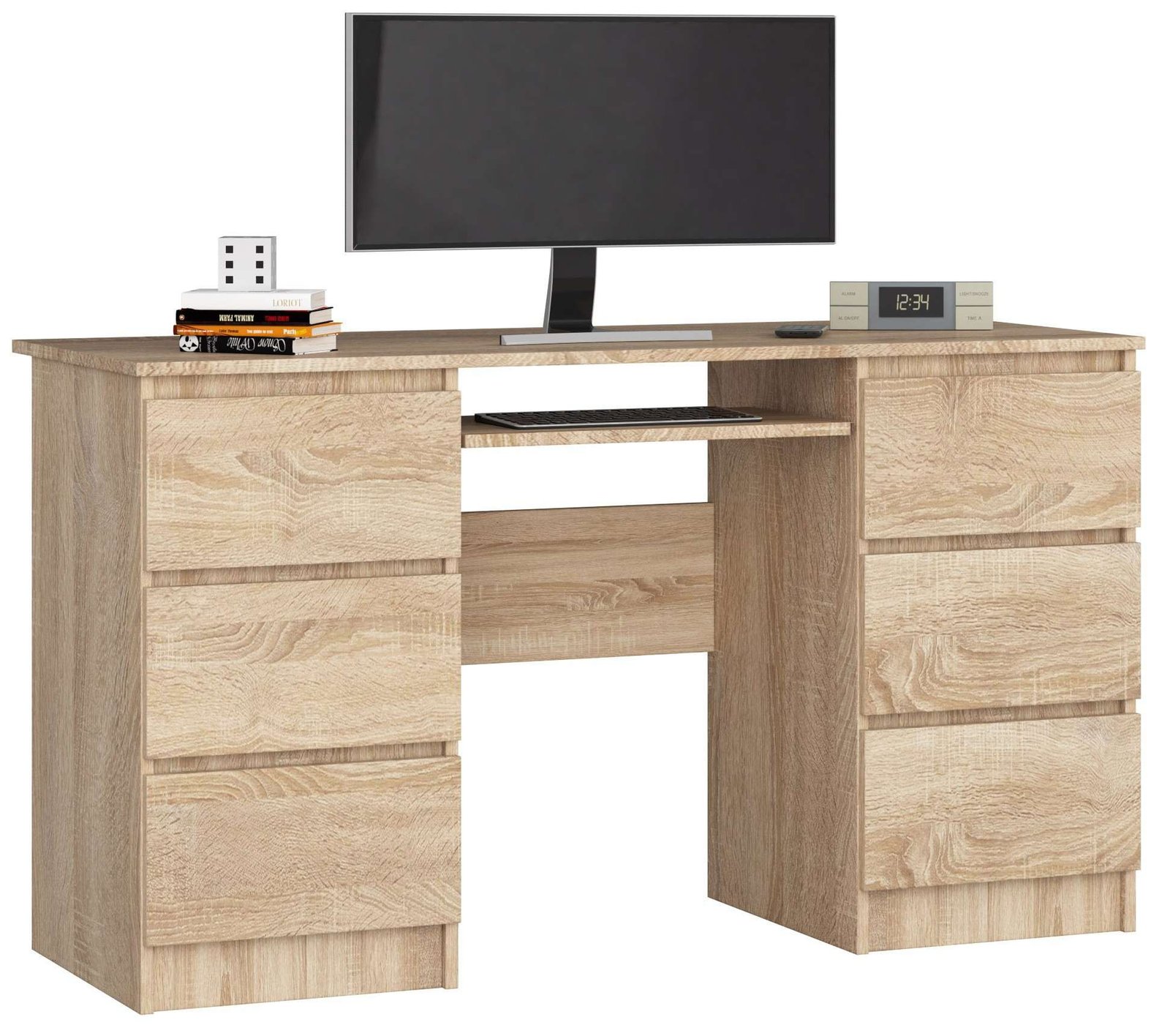 Akord Kirjoituspöytä 6 laatikkoa Sonoma-tammi 135x50x77