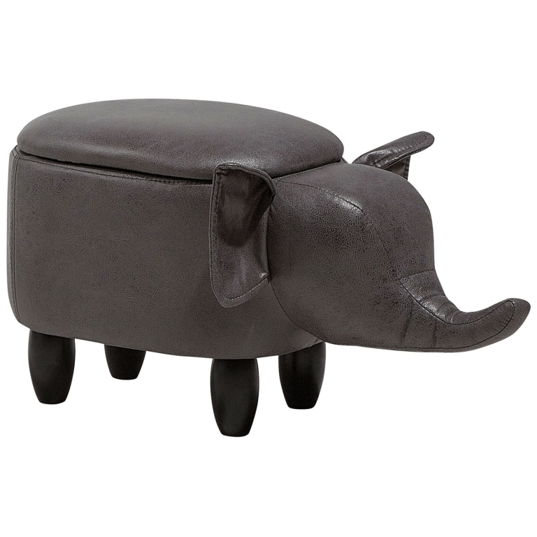 Eläinjakkara säilytystilalla ELEPHANT keinonahka Tummanharmaa