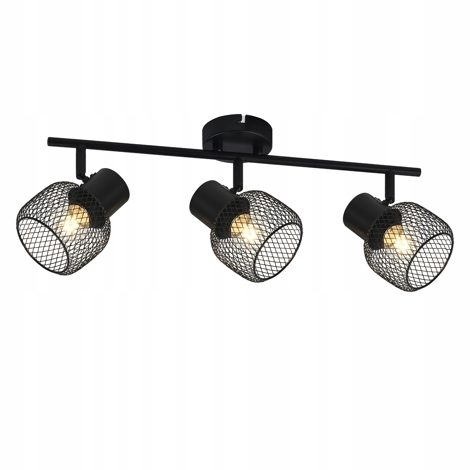 NETTLIFE - kattovalaisin, 3 pistettä, max. 25W, E27, musta Kattoon KiinnitettäväVintage - metallipolttimo Kääntyvä, 330°