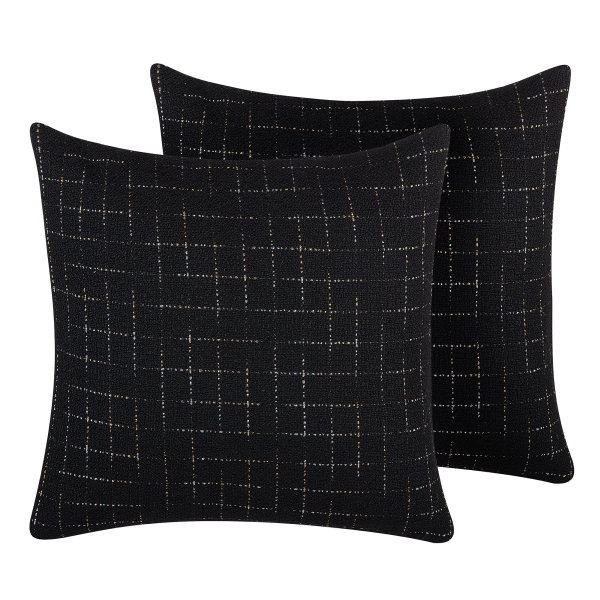 Koristetyynysetti 2 kpl BELLFLOWER 45 x 45 cm Musta Geometrinen kuvio