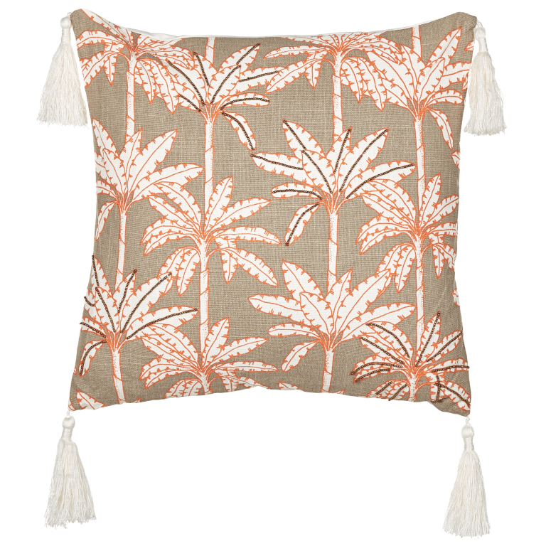 Koristetyyny MELOBESIA puuvilla 45 x 45 cm Beige Kasvikuvio
