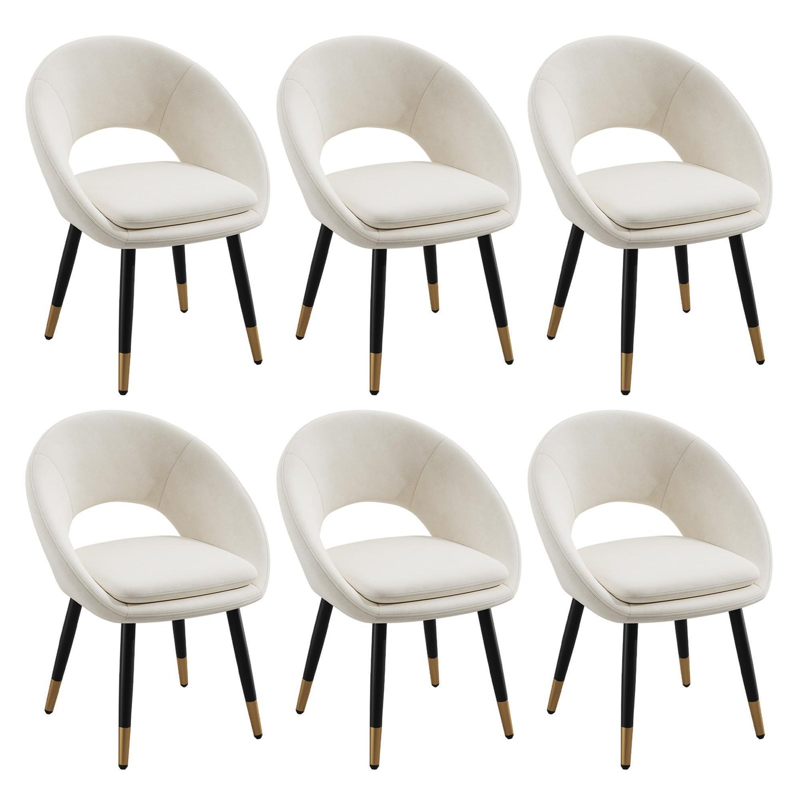 Ruokapöydän tuoli 6 kpl, samettia, beige