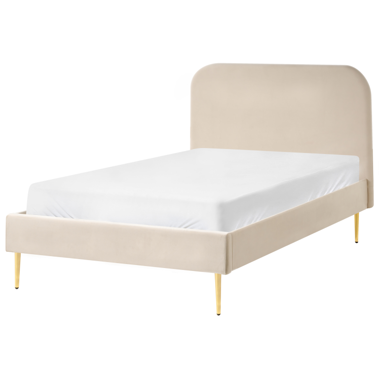 Sänky sametti FLAYAT 120 x 200 cm Vaaleanbeige