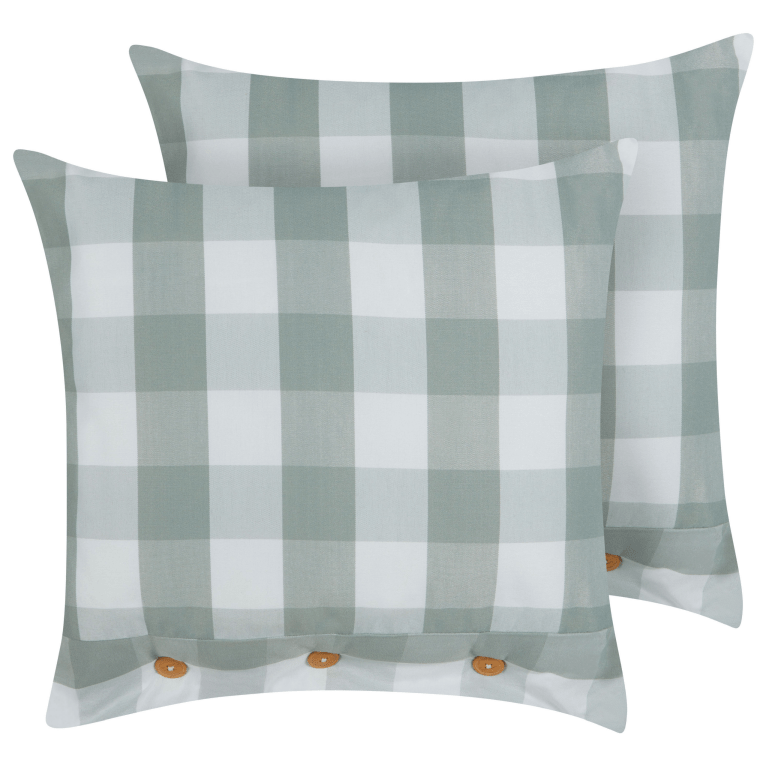Koristetyynysetti 2 kpl TAMNINE 45 x 45 cm Mintunvihreä Ruutukuvio