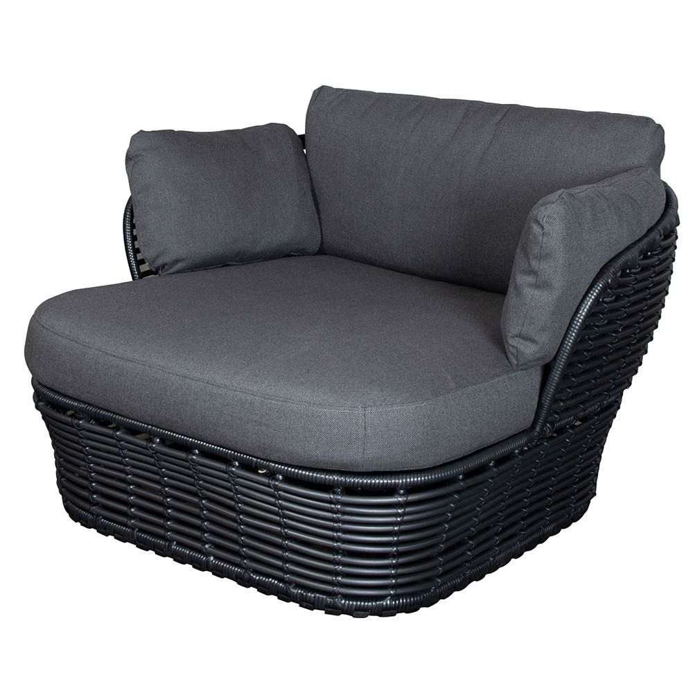 Cane-line, Basket lounge-nojatuoli Graphite konstrotting sis. harmaa Airtouch tyynysetit