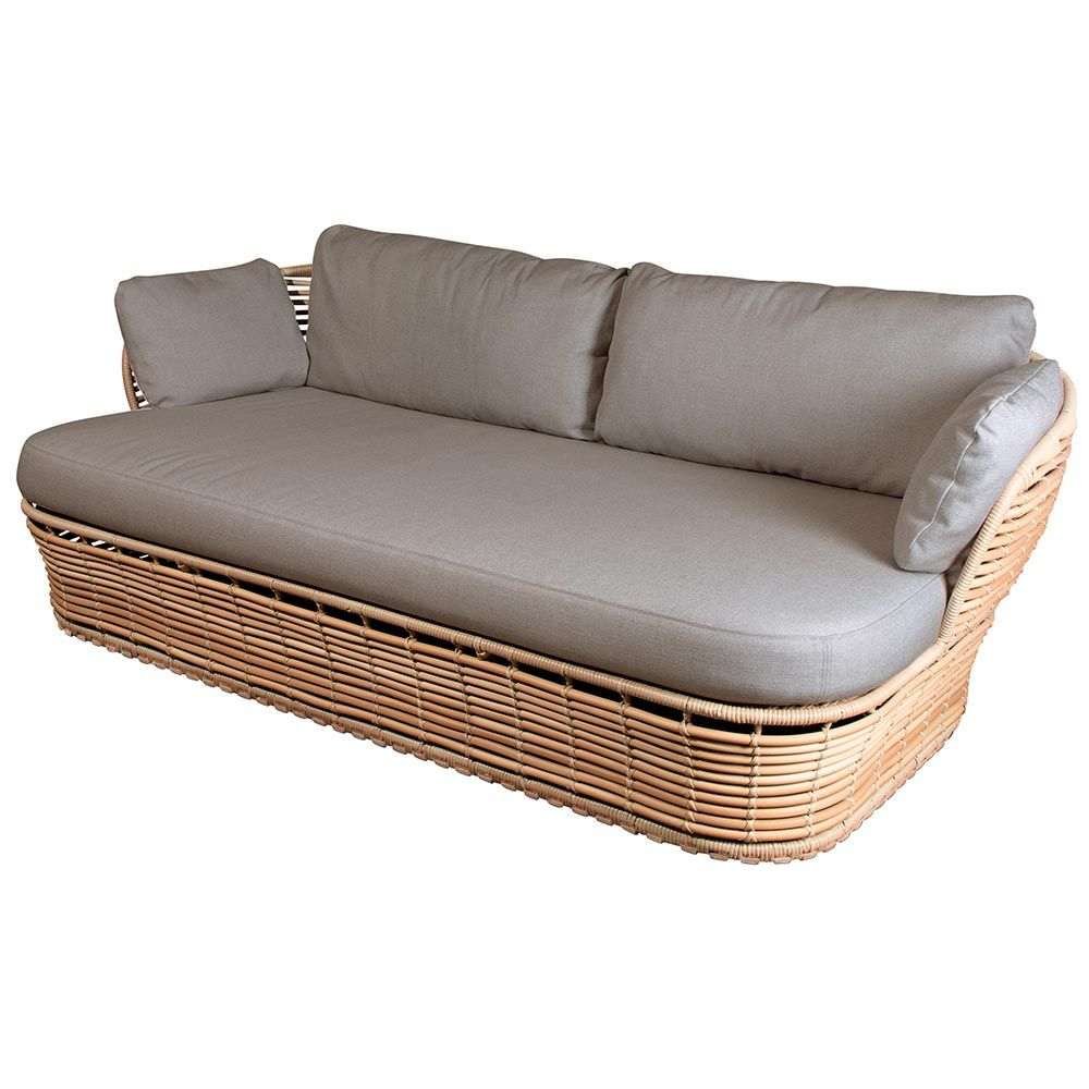 Cane-line, Basket loungesoffa Natural konstrotting sis. ljust Airtouch tyynysetit
