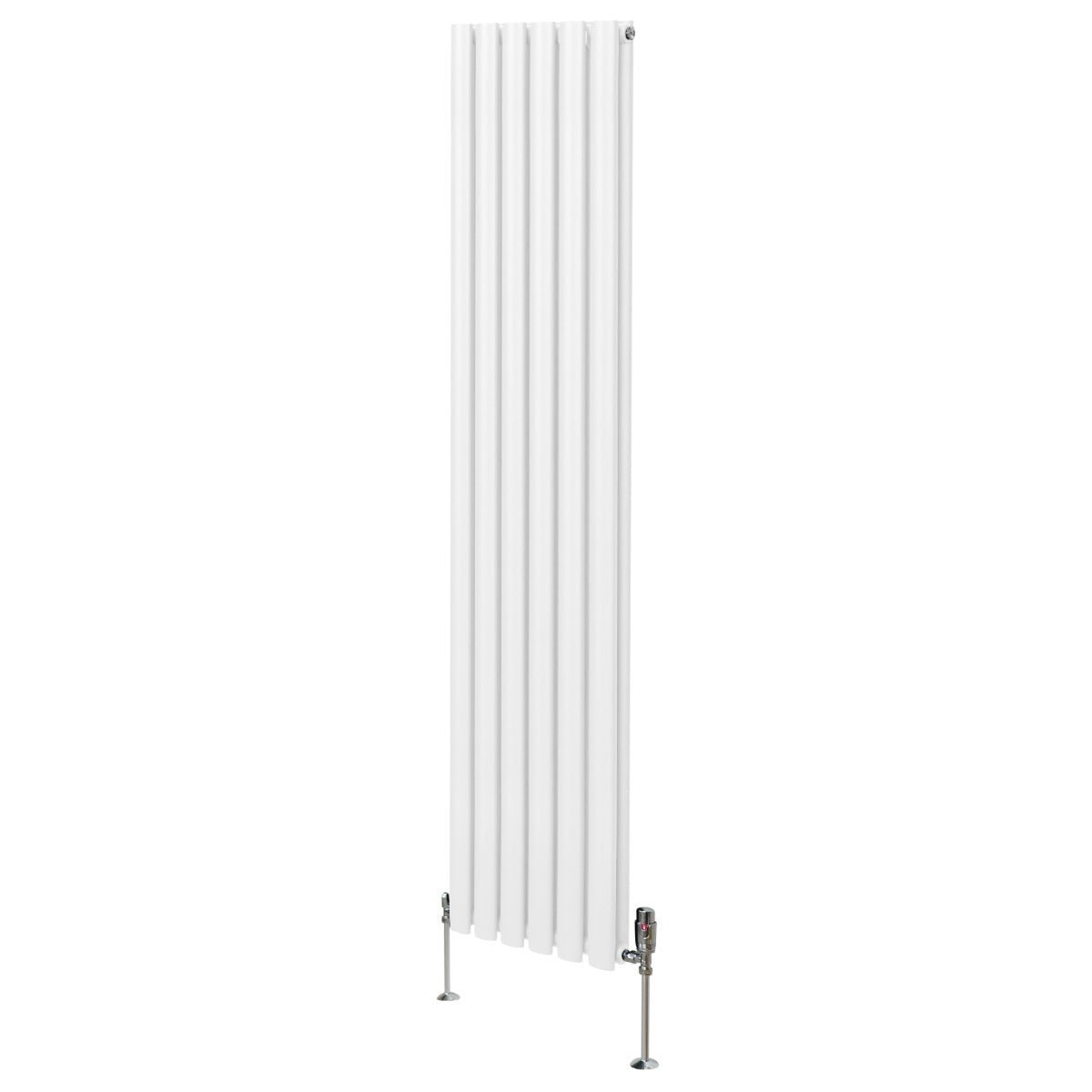 Soikea pylväspatteri ja venttiilit - 1800 mm x 360 mm – Valkoinen