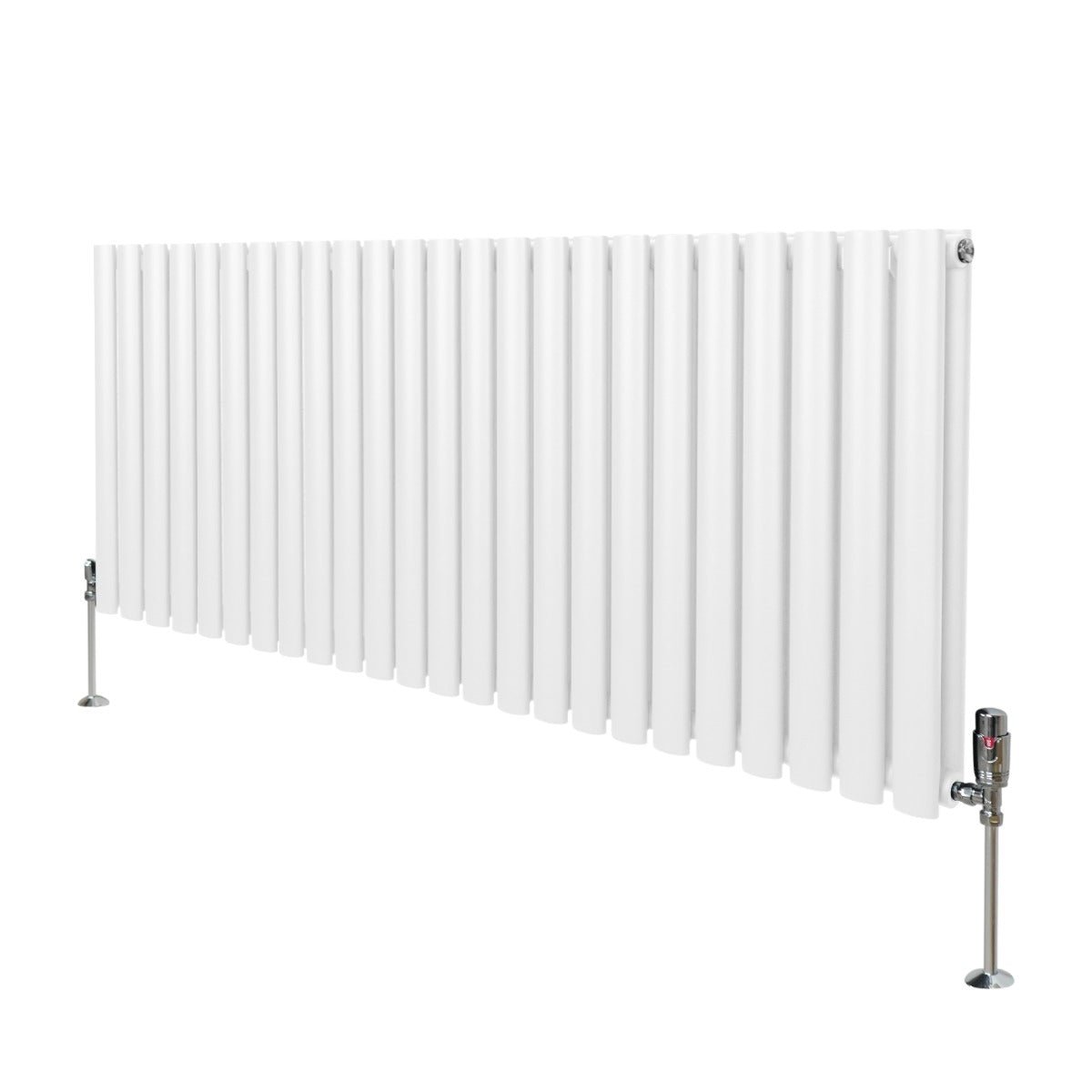 Soikea pylväspatteri ja venttiilit - 600 mm x 1440 mm – Valkoinen