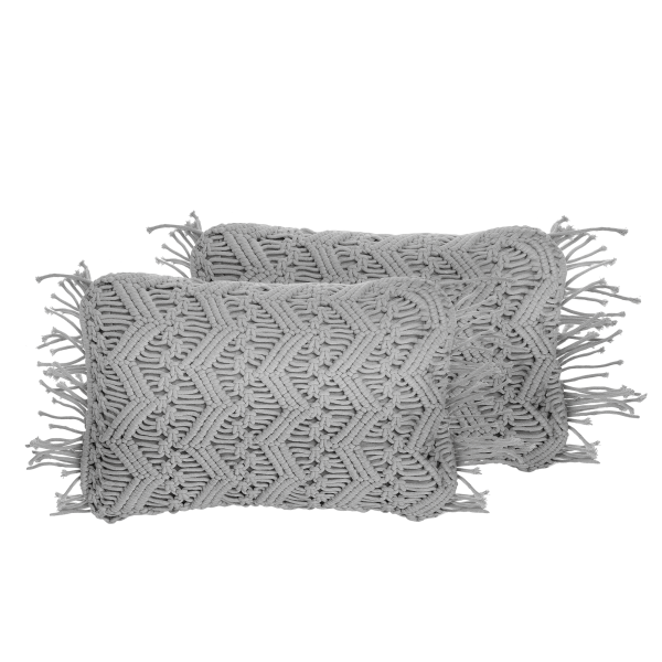 Koristetyynysetti 2 kpl KIRIKKALE puuvilla 30 x 45 cm Harmaa Geometrinen kuvio