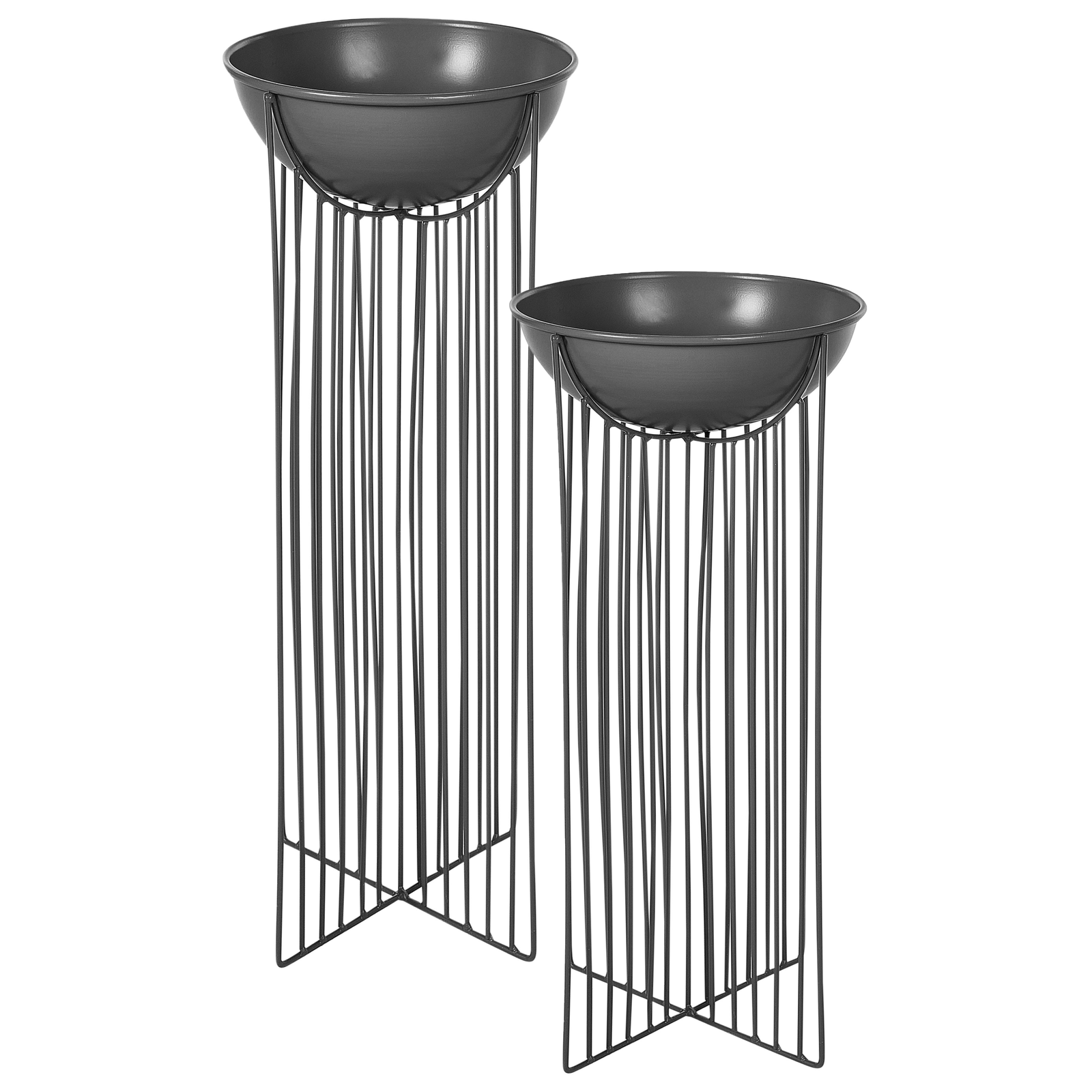 Korotettu kukkaruukkusetti 2 kpl FICARIA metalli 22 cm Musta