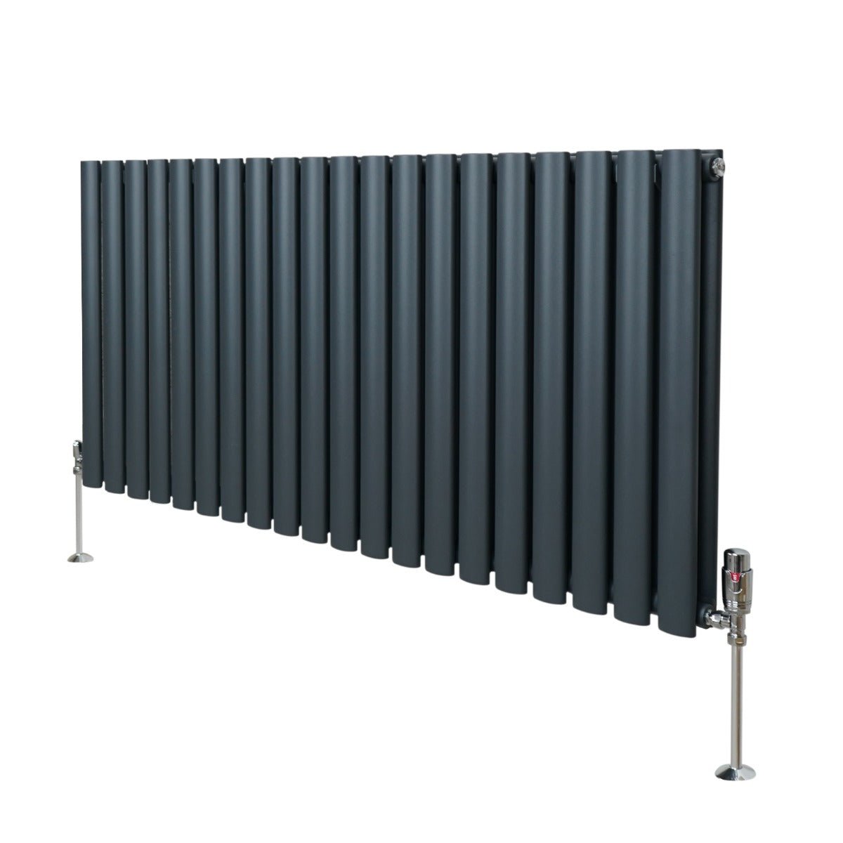 Soikea pylväspatteri ja venttiilit - 600 mm x 1200 mm – Antrasiitinharmaa