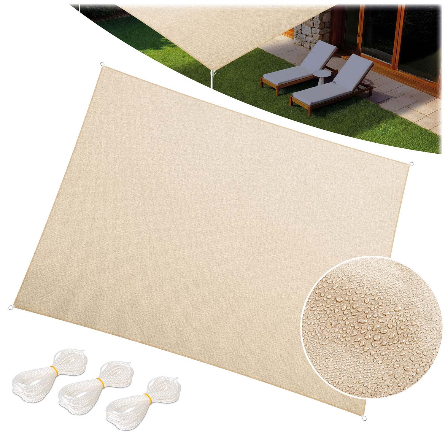 Suorakaiteen muotoinen varjostinpurje 3x4m Plonos PL-885 beige