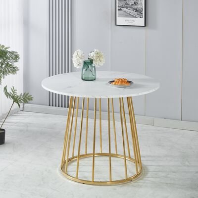 Marble pyöreä ruokapöytä 100cm marmori/kulta