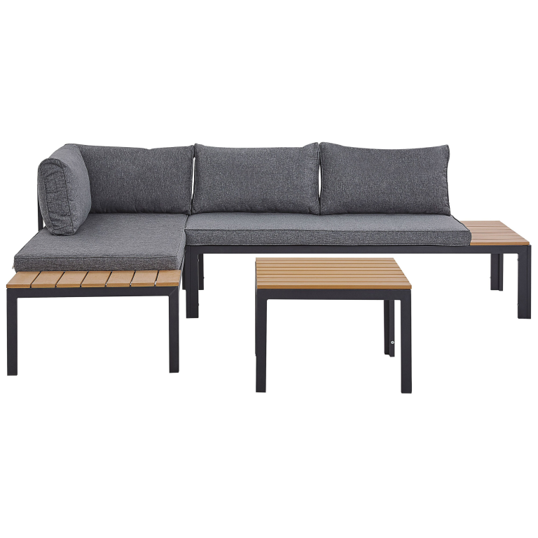 Ulkokulmasohva ja pöytä 4-istuttava PIENZA Oikea modulaarinen Harmaa