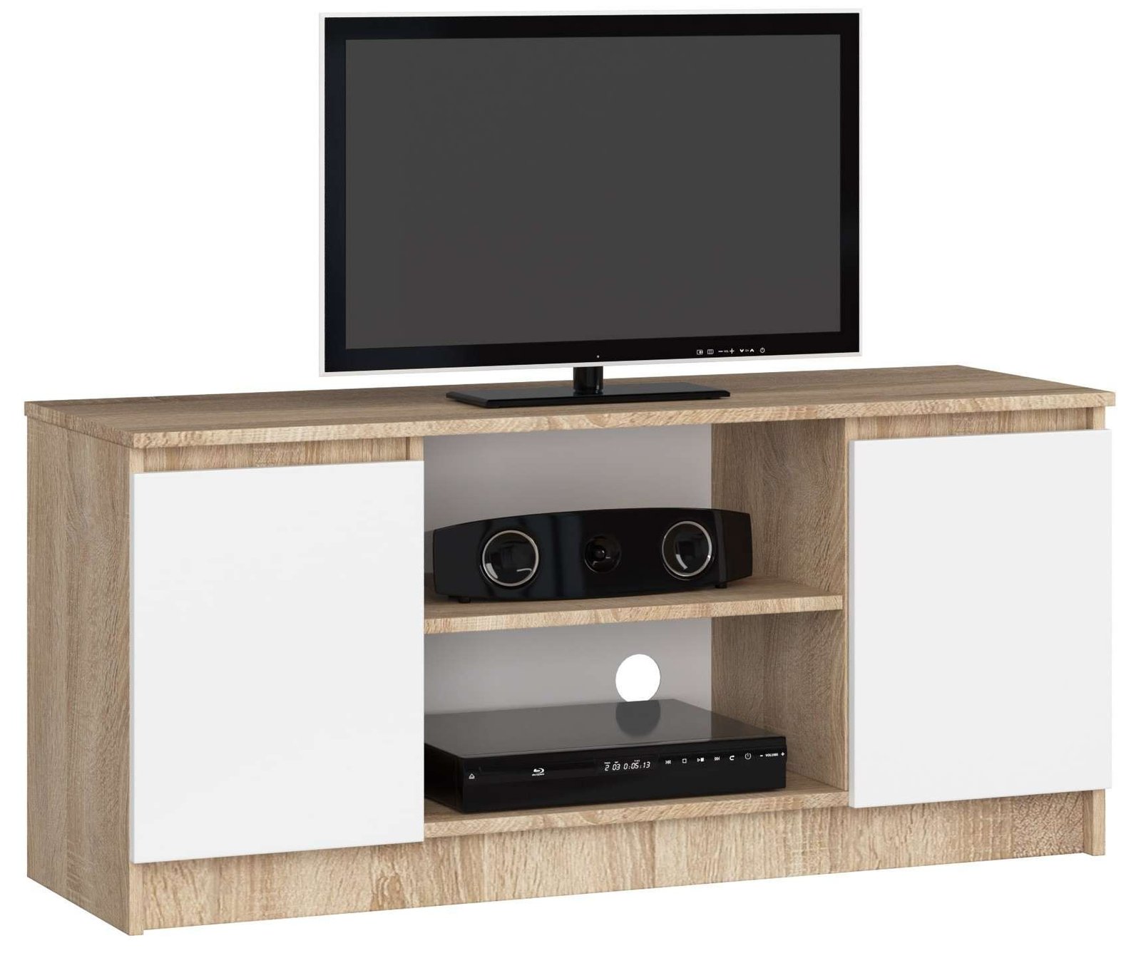 Akord TV-taso 2 ovea 1 hylly Sonoma-tammi/Valkoinen 120x40x55
