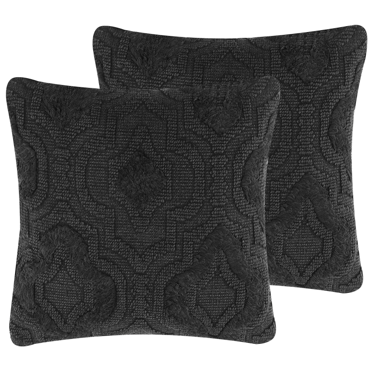 Koristetyyny PAIKA puuvilla 45 x 45 cm Tummanharmaa Ikat-kuvio