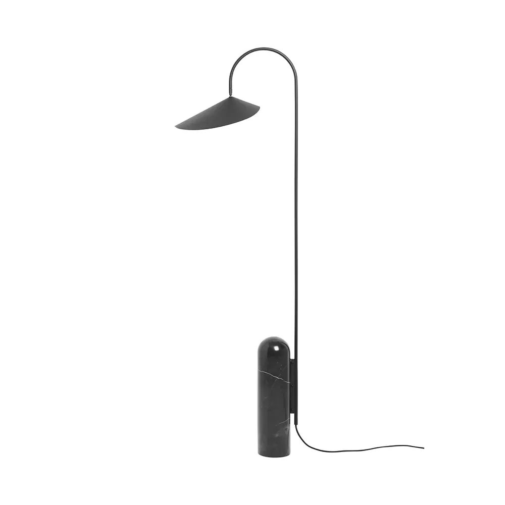 Ferm Living, Säädettävä Lattiavalaisin Travertinjalalla Arum Black